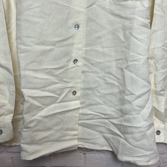 Dialogue Linen Blend Button Down Blouse - Picture 3 of 11